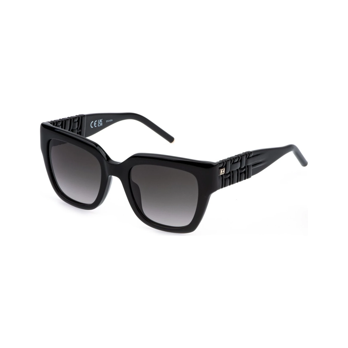 Gafas de sol negras con lentes degradadas y diseño texturizado en las patillas