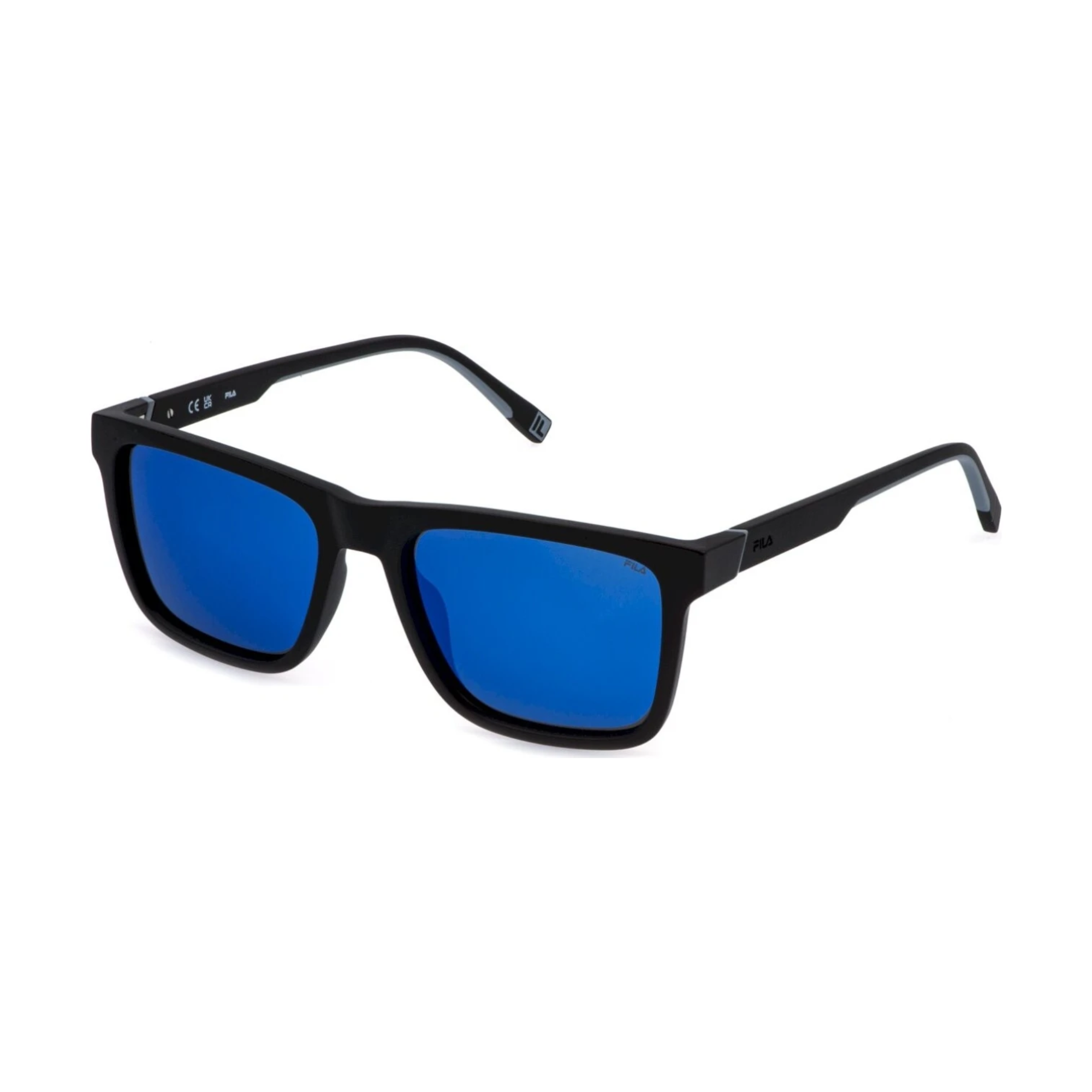 FILA SFID21 Gafas de Sol Polarizadas con lentes azules y montura negra deportiva.
