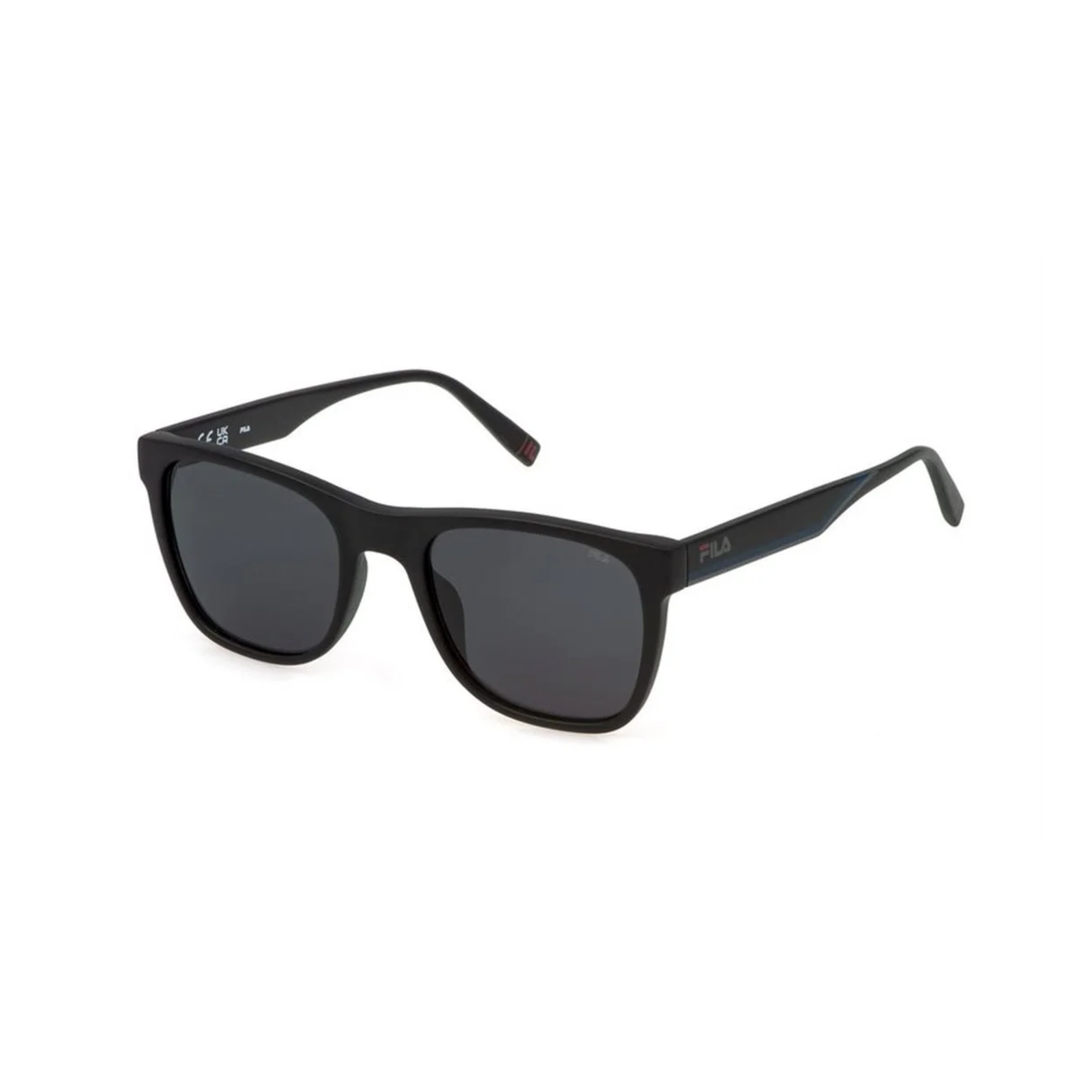 FILA SFI727 Gafas de Sol en color negro con lentes oscuros, diseño moderno y deportivo.